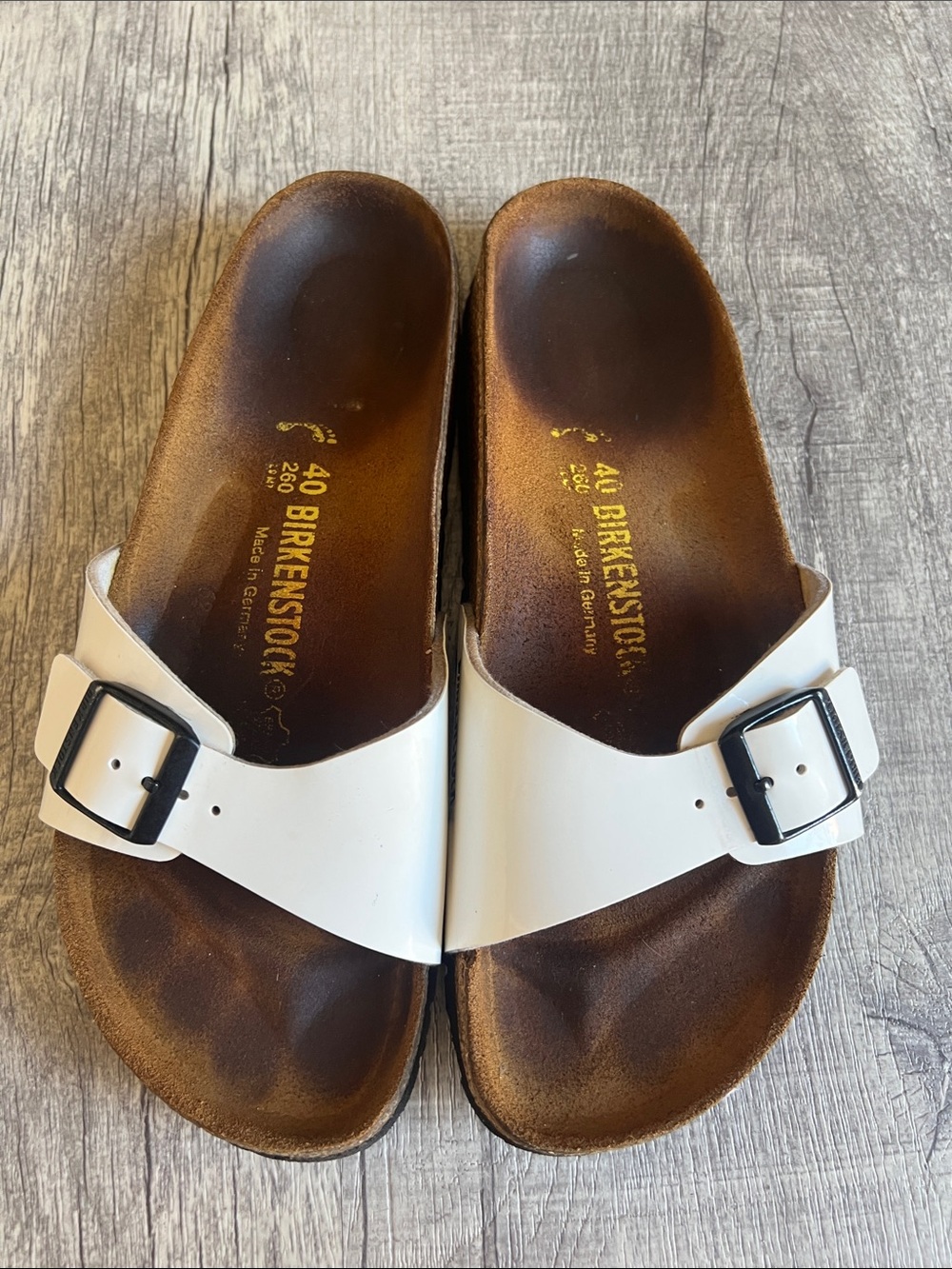 Birkenstock Madrid White Birko-Flor Single Strap Sandals Size EU 40 US Women 9 N